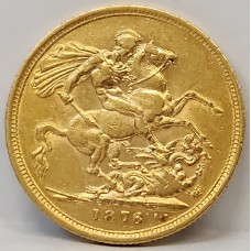 AUSTRALIA 1876 . ONE 1 SOVEREIGN . MELBOURNE . GOLD